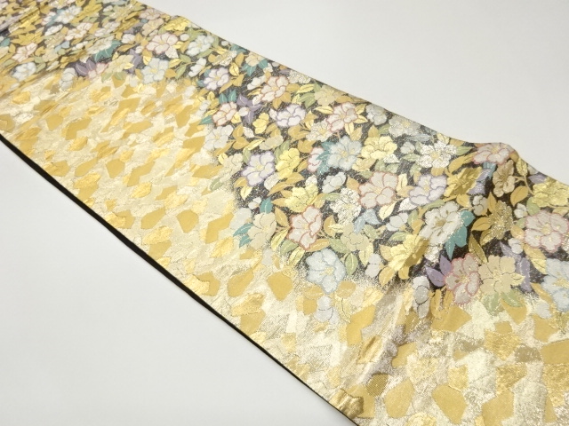 JAPANESE FUKURO OBI / WOVEN FLOWER & SHIKISHI PATTERN
